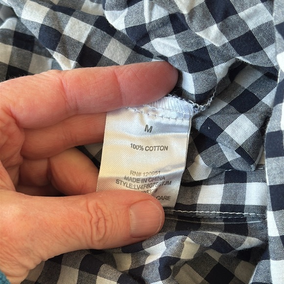 OLIVE & OAK button down shirt size M black white gingham check cotton longsleeve - Picture 4 of 4